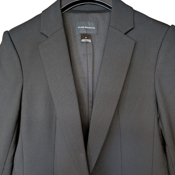 Club Monaco Black Wool Blend Blazer Size 8 - Picture 3 of 8